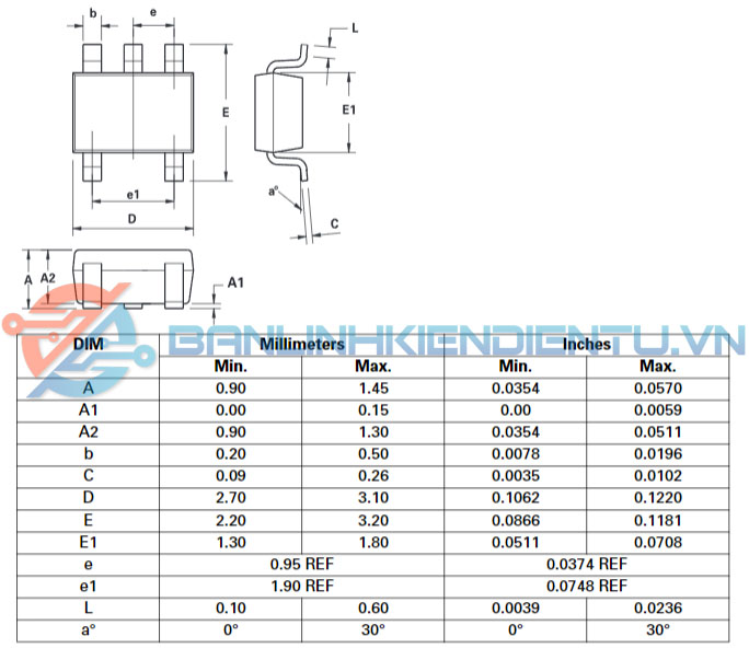 Kích thước MAX6458