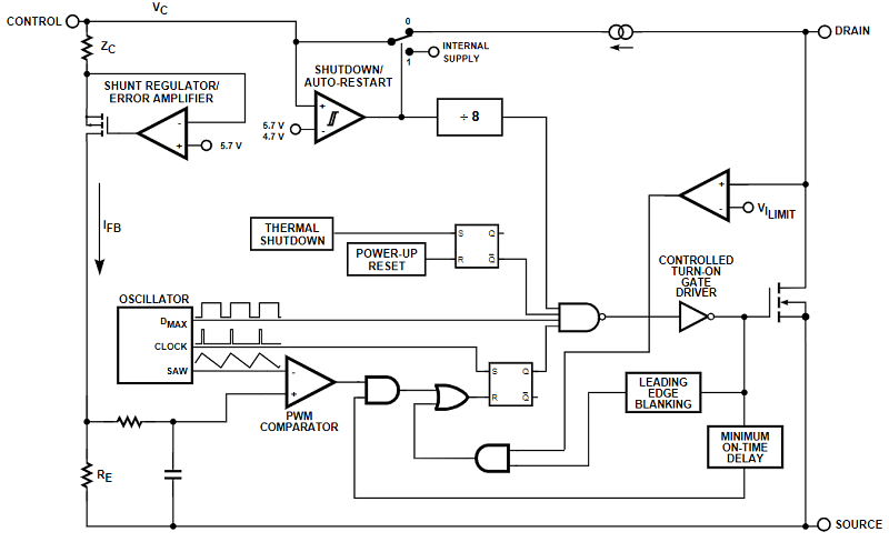 Cấu trúc bên trong IC Nguồn TOP227YN