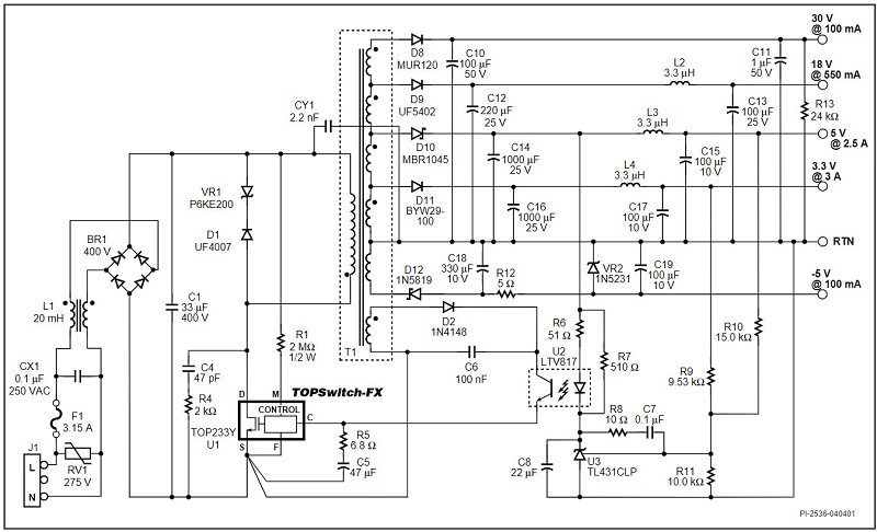 Mạch ứng dụng TOP233YN
