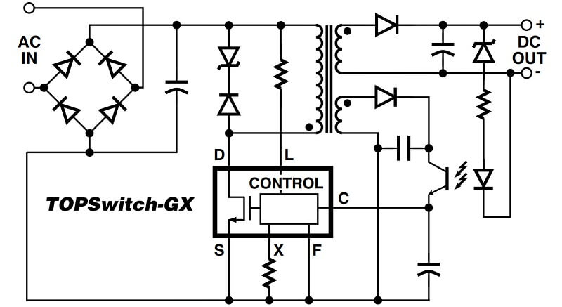 Mạch ứng dụng cơ bản TOP248YN