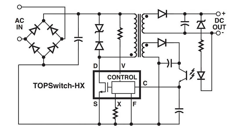 Mạch ứng dụng cơ bản TOP258PN