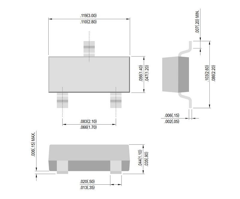 Kích thước chân Diode BAT54