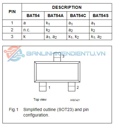 Sơ đồ chân BAT54A