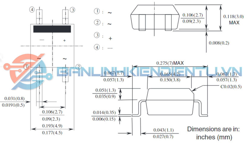 kích thước MB6S