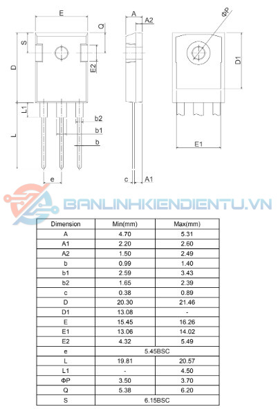 Kích thước FGH40N60SMD