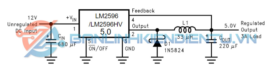 Mạch ứng dụng điển hình LM2596S-ADJ