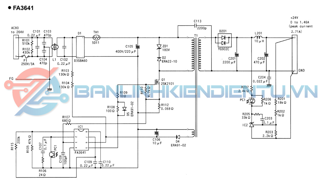Sơ đồ mạch ứng dụng FA3641P