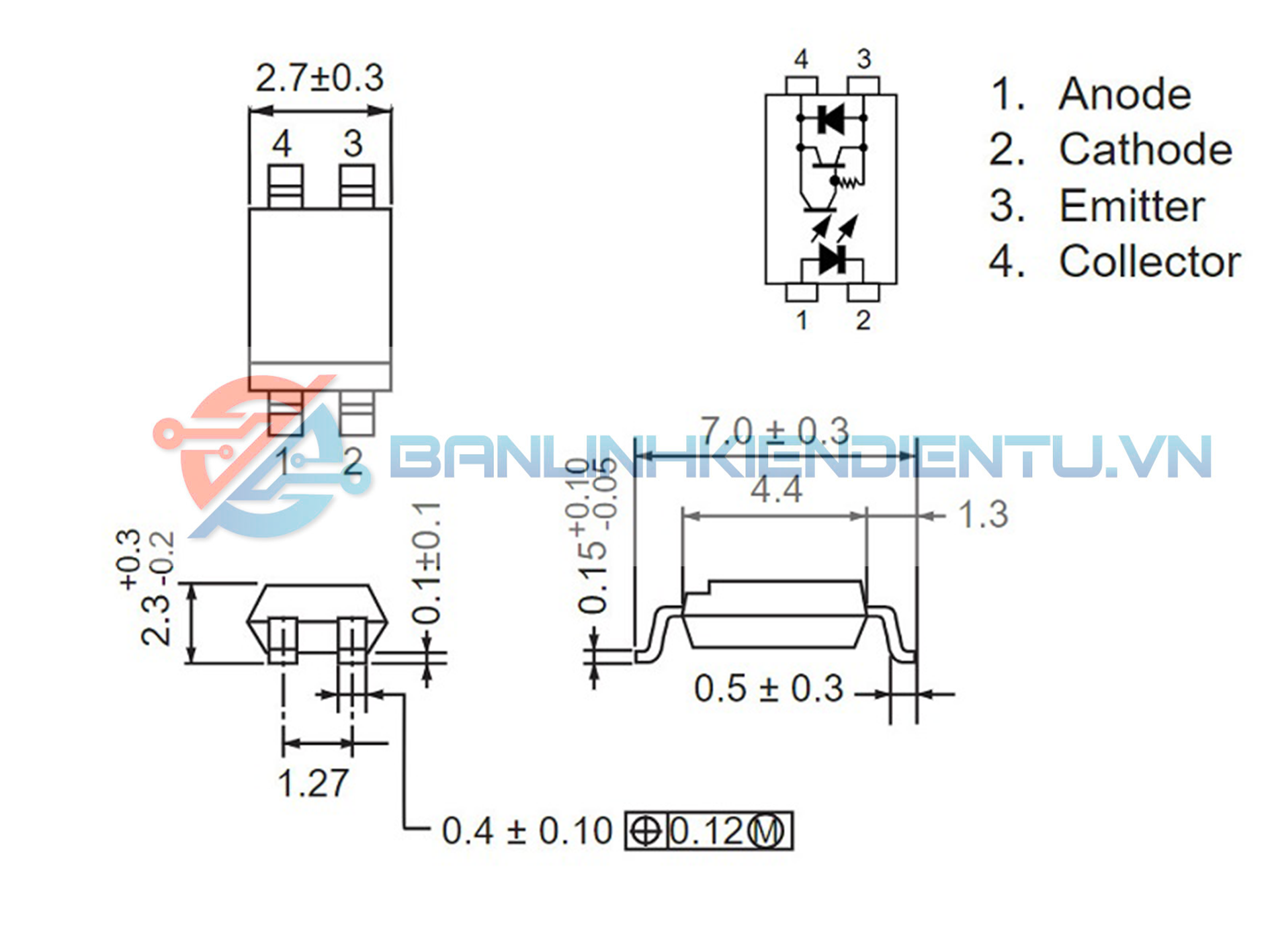 Sơ đồ cấu tạo và kích thước PS2832-4