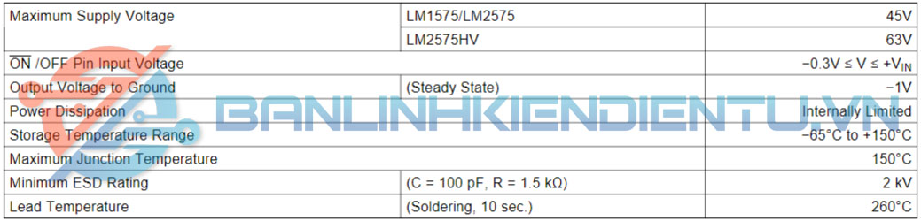 Thông số kĩ thuật LM2575S-5.0