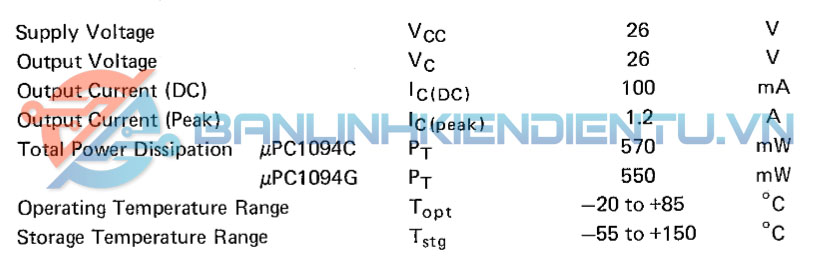 Thông số kĩ thuật uPC1094G