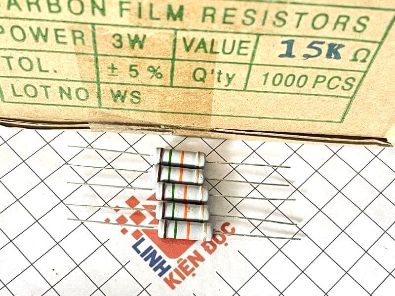 Điện trở vạch 3W 15K 5% 4 vòng màu - Ảnh 2
