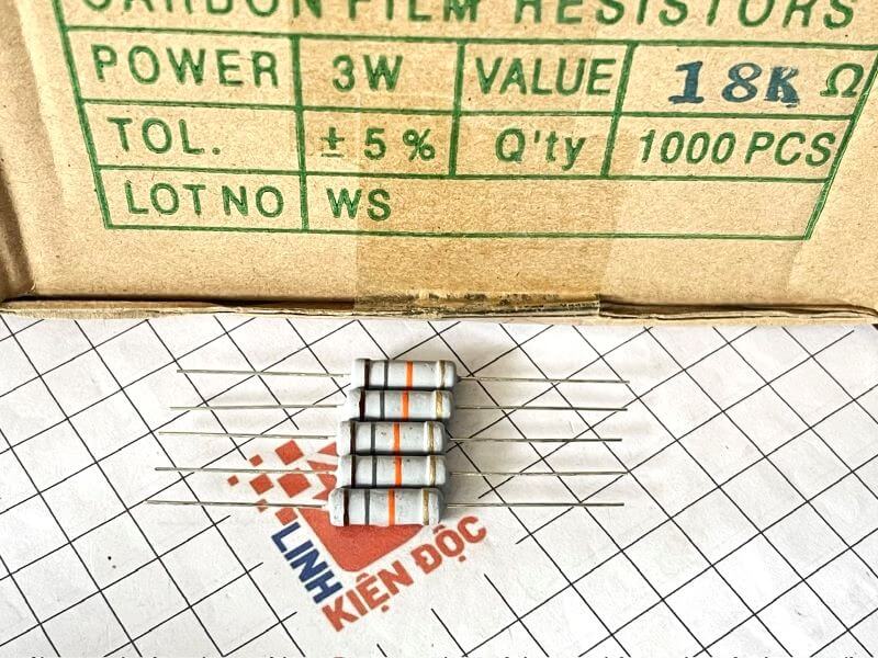 Điện trở vạch 3W 18K 5% 4 vòng màu - Ảnh 2