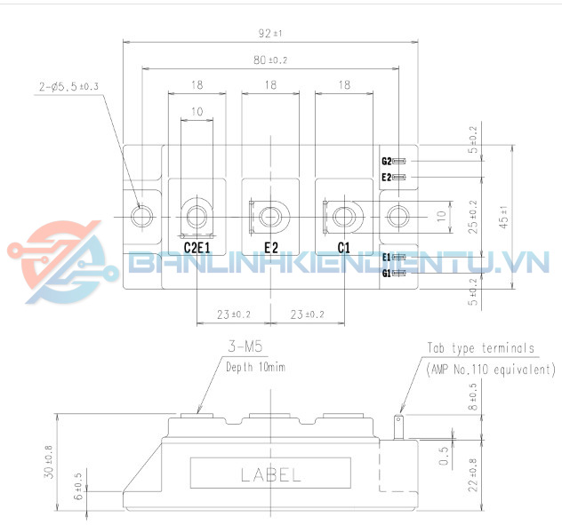 Kích thước 2MBI200UR-120