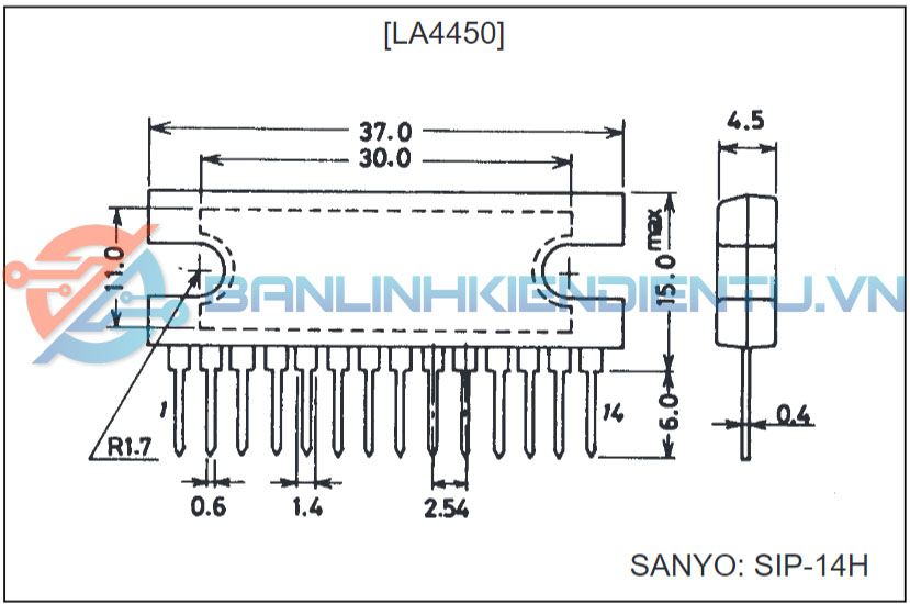Kích thước IC LA4450