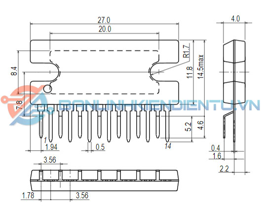 Kích thước IC LA4625