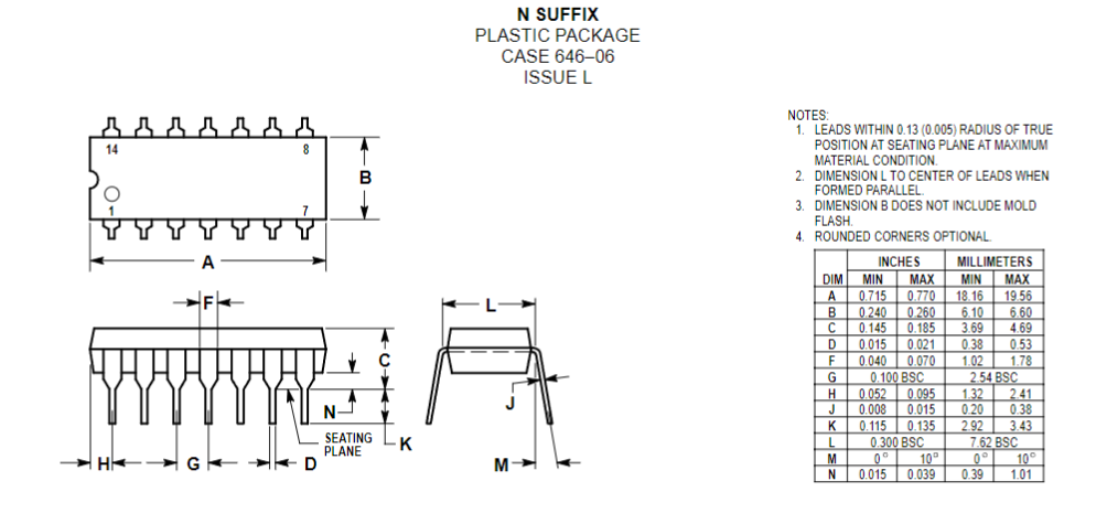 Kích thước IC TL064