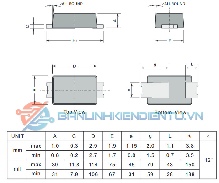 Kích thước diode SS110