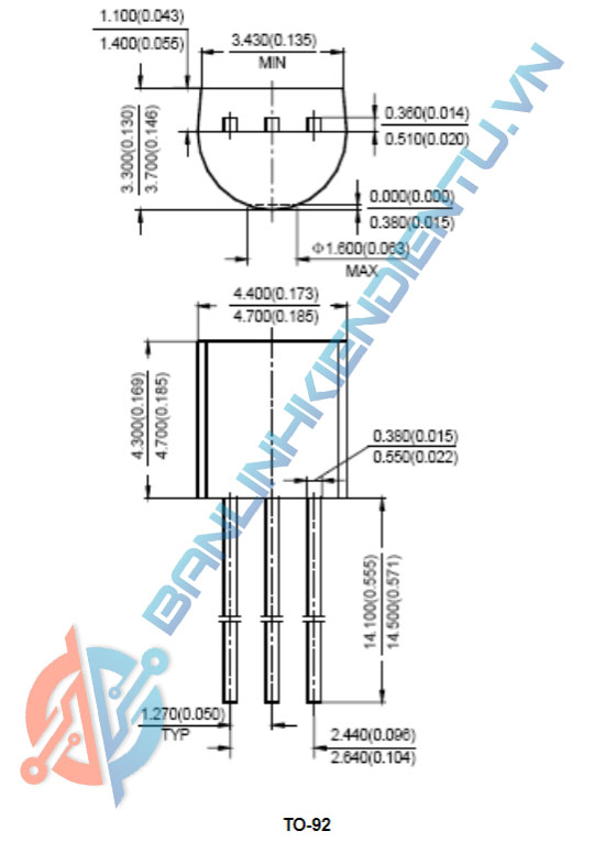 Kích thước IC TO-92