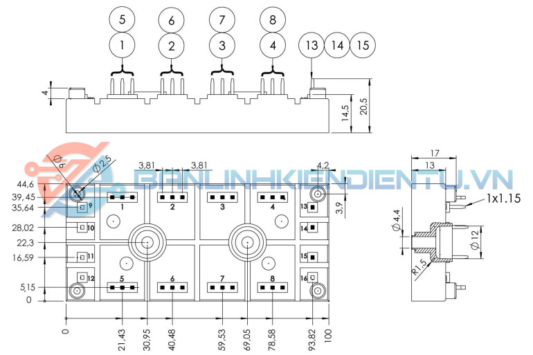 Kích thước SKD146-16-L100