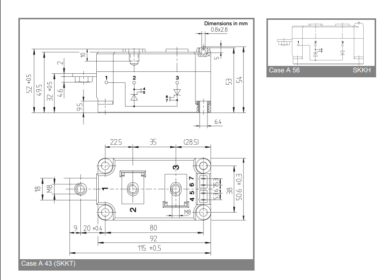 Kích thước của SKKT253:12E