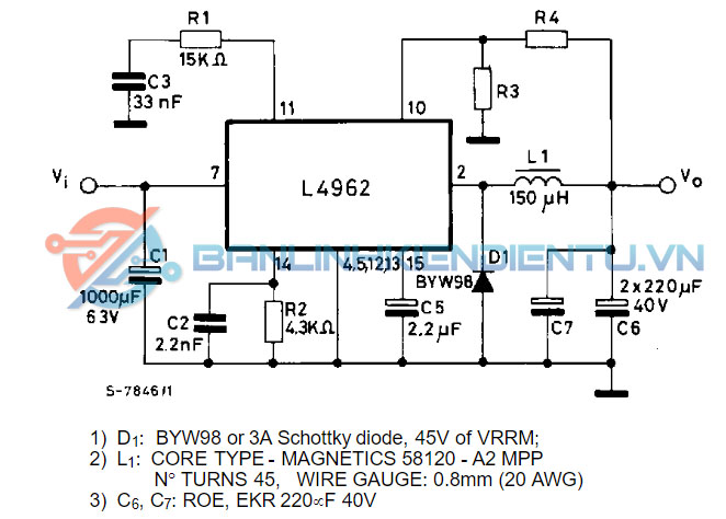 Mạch thử nghiệm và ứng dụng L4962