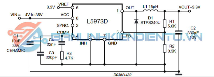 Mạch ứng dụng thử nghiệm L5973D