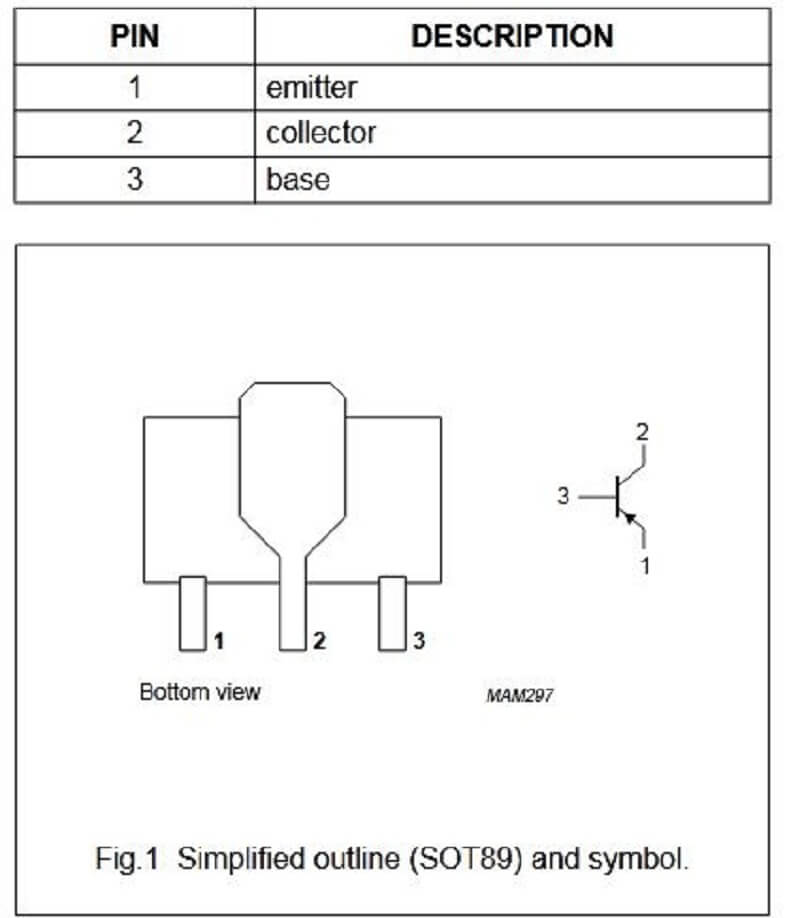 Sơ đồ chân Transistor BCX53-16(AL)