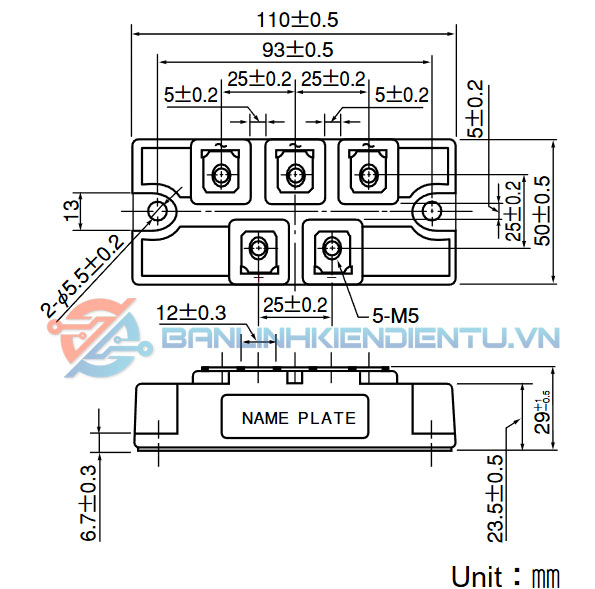 kích thước diode DF200AA160