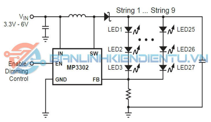 mạch ứng dụng điển hình MP3302