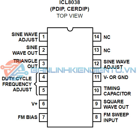 sơ đồ chân ICL8038