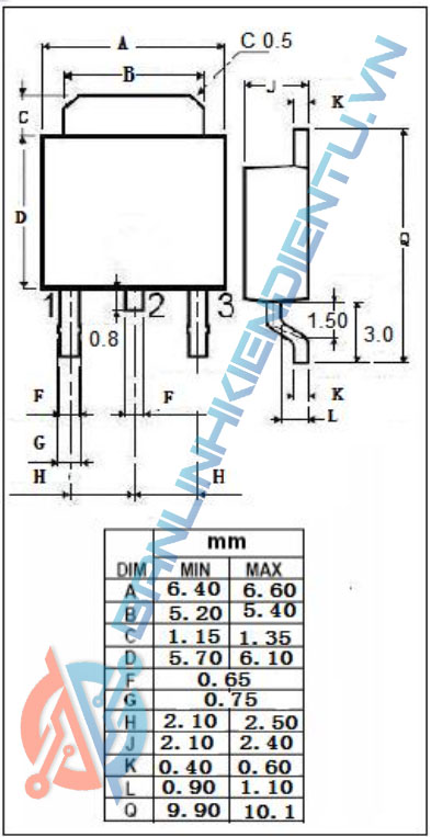 Kích thước ​FQD20N06