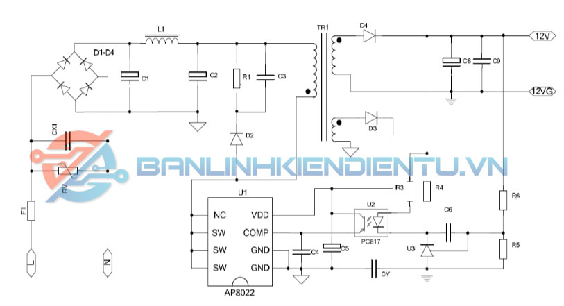 Mạch ứng dụng điển hình AP8022