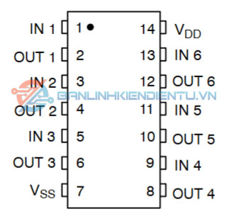 Sơ đồ chân và cấu tạo MC14069UBDR2G