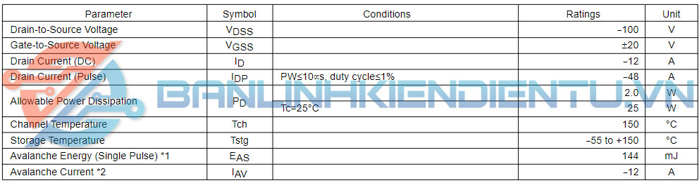 thông số kỹ thuật 2SJ655
