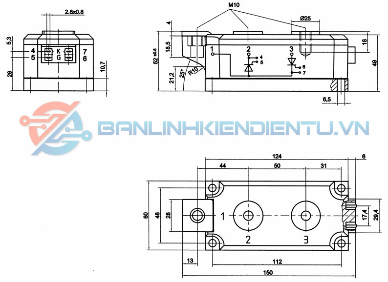 Kích thước SKKT500-16E