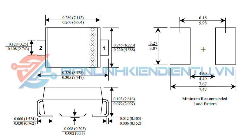 Kích thước SMCJ15CA