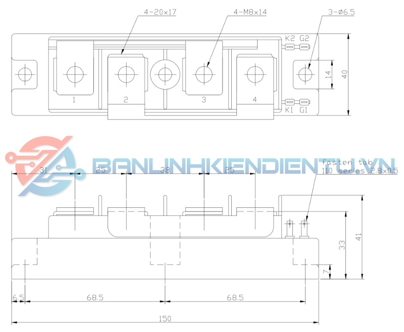 Kích thước PAH1508CF(mm)