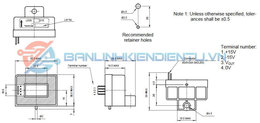 Kích thước cảm biến L03S400D15WM