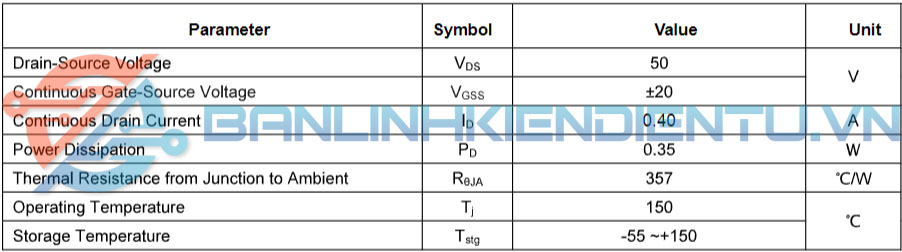thông số kỹ thuật BSS138