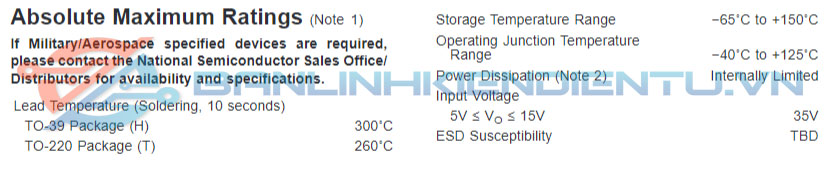 Thông số kĩ thuật LM78M15