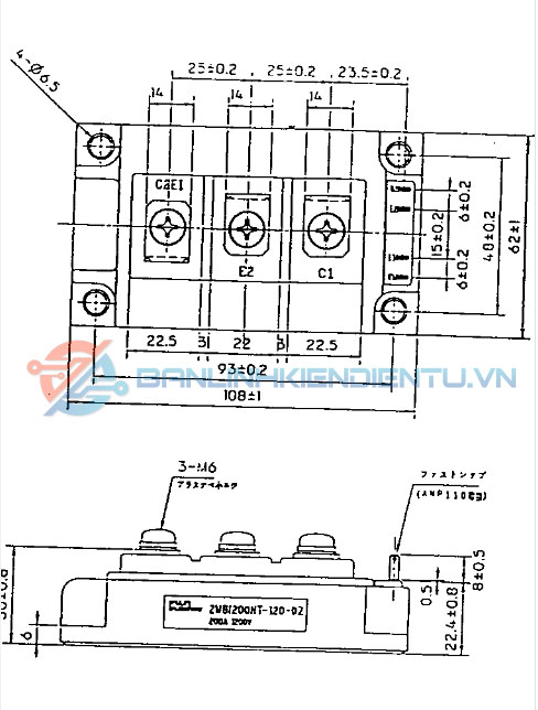 Kích thước 2MBI200NT-120-01