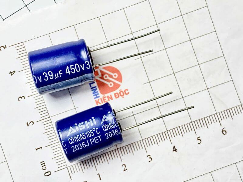 Tụ hóa 39uF 450V kích thước 16x21mm chính hãng_1