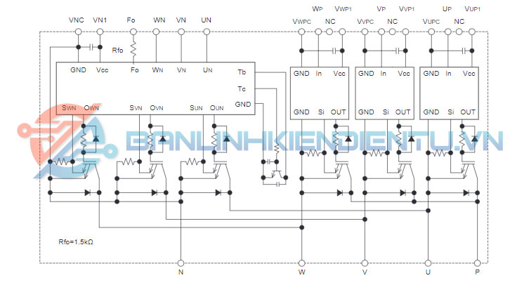 Sơ đồ cấu tạo trong PM15CNA060