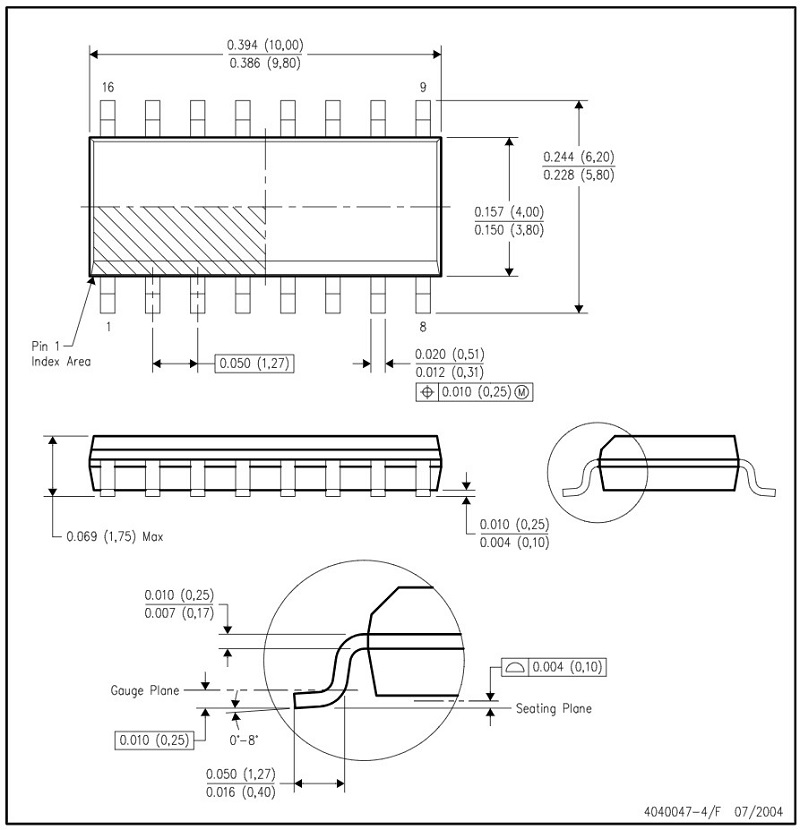 Kích thước chân sop 16-3.9mm