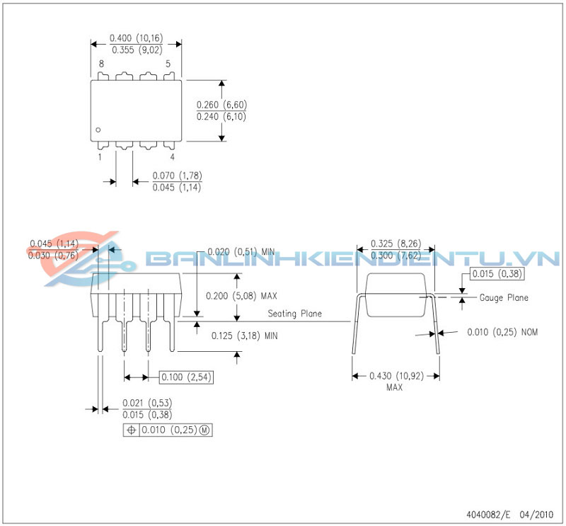 Kích thước IC nguồn UC3842