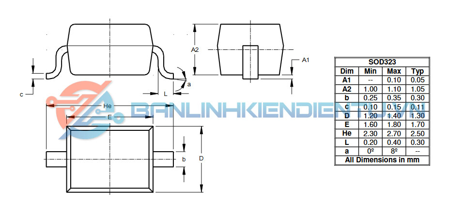 Kích thước diode 1N5819WS_1