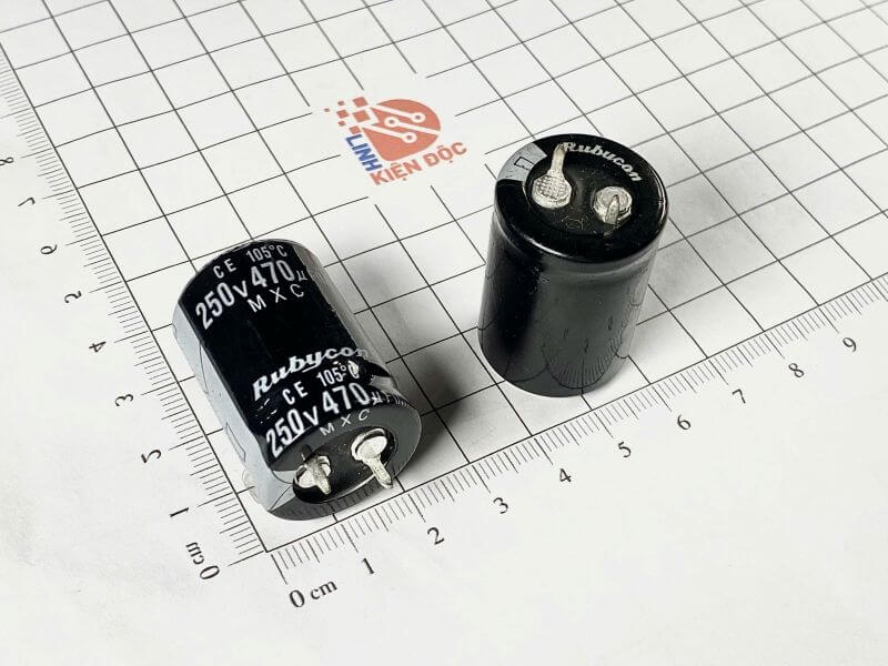 Tụ hóa Rubycon 250V 470uF kích thước 22x30mm_2 Tụ hóa Rubycon 250V 470uF kích thước 22x30mm_1