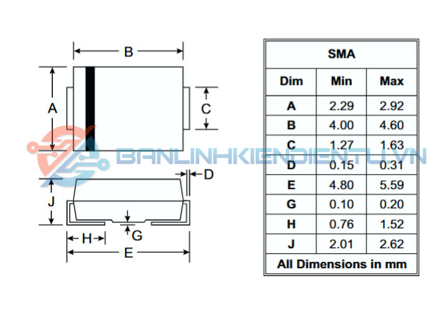Kích thước SMAJ16A