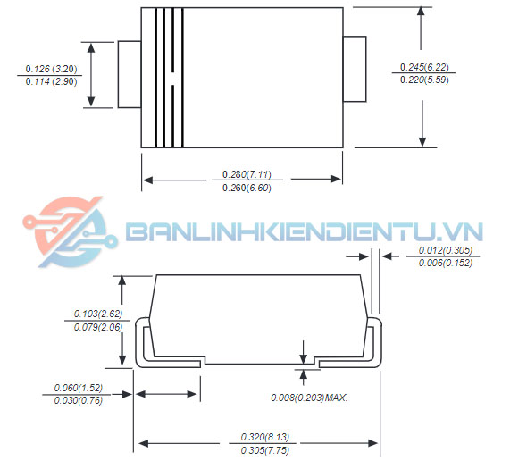 Kích thước SMCJ20CA