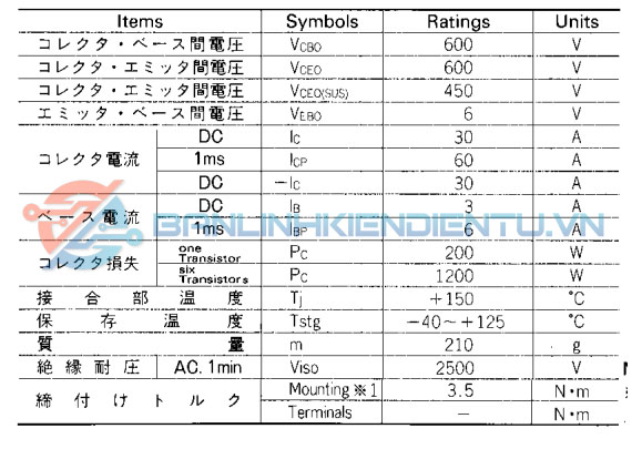 Thông số kĩ thuật 6DI30B-050